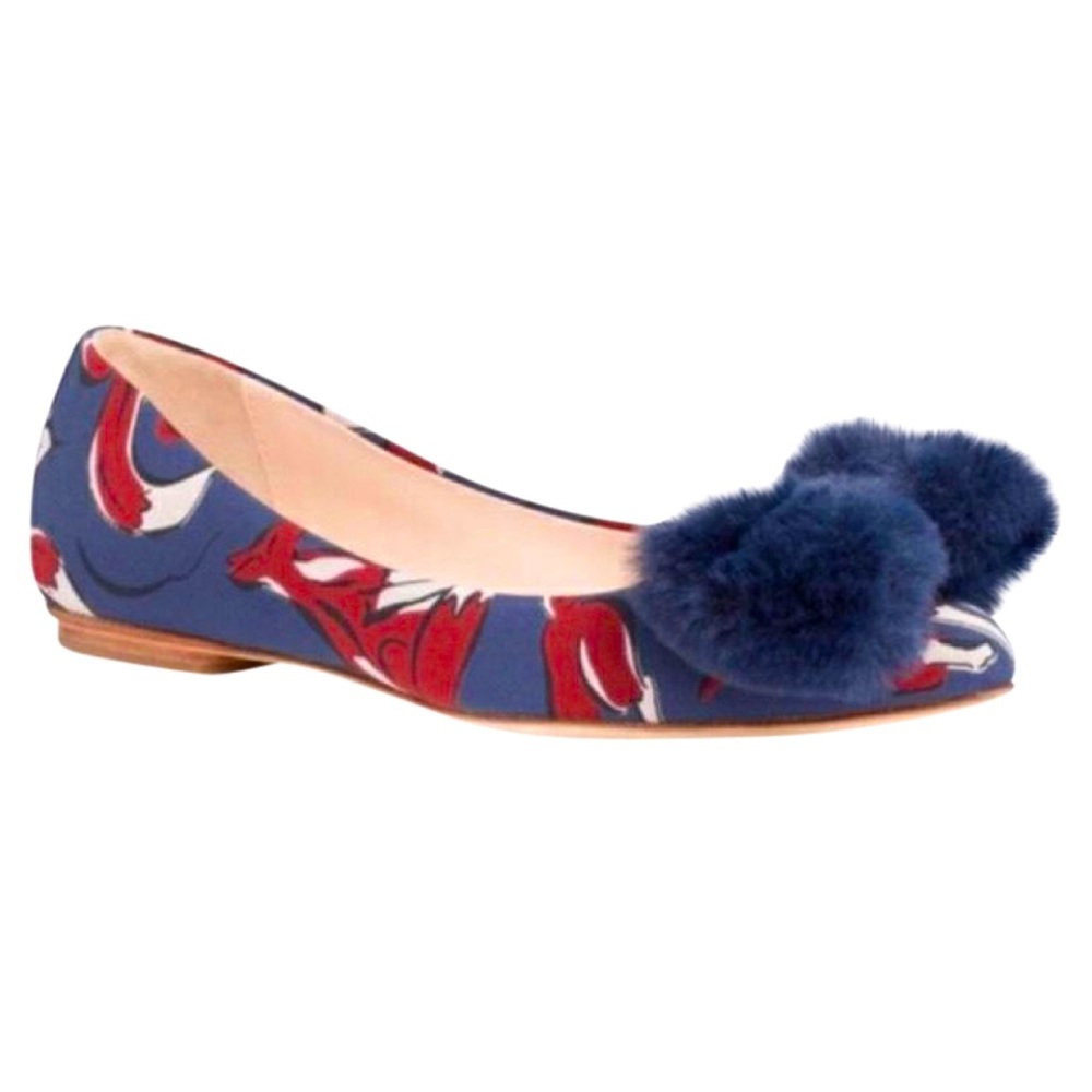 Kate Spade Fox printed flats w/ Fur box, size 7
